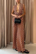 Karleedress Chic Back Criss Cross Knot Waist Wide Leg Printed Jumpsuit