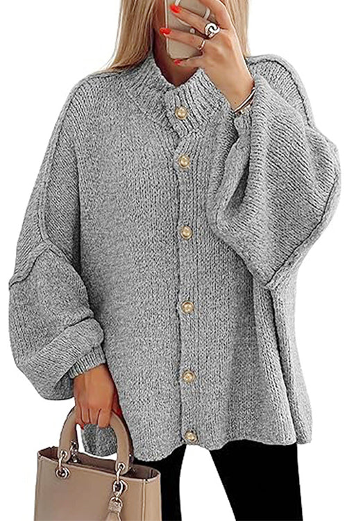 Karleedress Button Up Balloon Sleeves Sweater Cardigan
