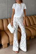 Karleedress Elastic Waist Bell Bottoms Lace Hollow Out Pants