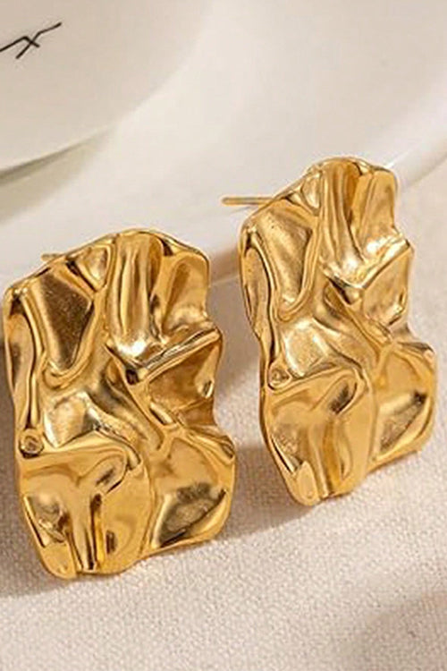 Karleedress Textured Gold Rectangle Stud Earrings