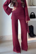High Waist Roll Hem Wide Leg Pants