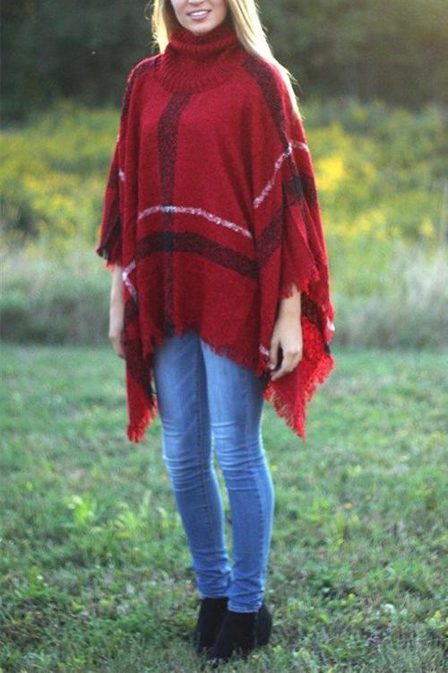 Karleedress Classic Tassel Lattice Cloak Poncho Sweater