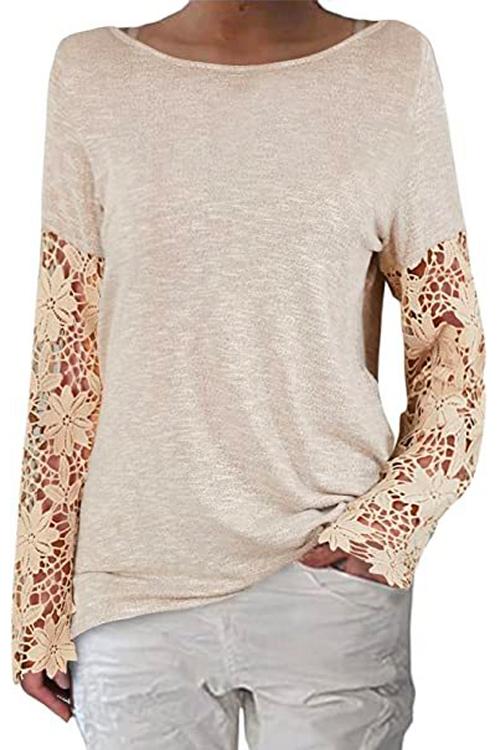 Karleedress Lace Splice Long Sleeve Bottoming Shirt