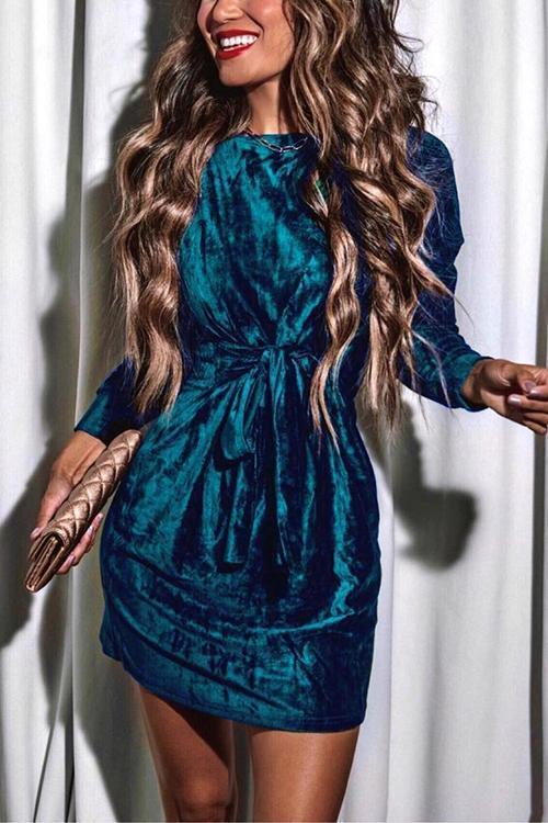Karleedress Long Sleeves Velvet Holiday Dress(in 4 Colors)