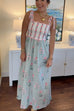 Karleedress Tie Shoulder Back Lace-up Striped Floral Maxi Cami Dress