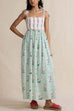 Karleedress Tie Shoulder Back Lace-up Striped Floral Maxi Cami Dress
