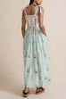Karleedress Tie Shoulder Back Lace-up Striped Floral Maxi Cami Dress