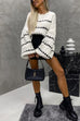 Karleedress Lantern Sleeves Color Block Chunky Knit Sweater