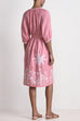 V Neck Tie Waist Slit Palm Trees Print Cover-up Midi Dress