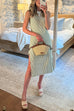 Sleeveless Side Buttons Seersucker Tunic and Pocketed Shorts Set