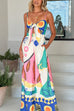 Karleedress Knot Front Cut Out Pocketed Wide Leg Printed Cami Jumpsuit