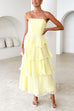 Karleedress Strapless Ruffle Layered Maxi Dress