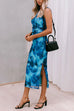 Karleedress Side Slit Sleeveless Floral Print Bodycon Midi Dress