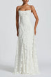 Karleedress Spaghetti Strap Backless Lace-up Jacquard Maxi Dress