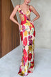 Karleedress V Neck Cut Out Floral Print Maxi Cami Dress