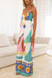 Karleedress Knot Front Cut Out Pocketed Wide Leg Printed Cami Jumpsuit