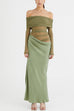 Karleedress Off Shoulder Mesh Patchwork Ruched Maxi Dress