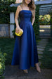 Karleedress Spaghetti Strap Waisted A-line Satin Maxi Dress