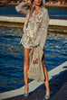 Karleedress Collared V Neck Shirt and Side Slit Shorts Vitamin Sea Print Set
