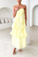 Karleedress Strapless Ruffle Layered Maxi Dress