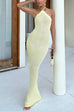 Karleedress Halter Open Back Hollow Out Knit Bodycon Maxi Dress