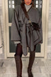 Karleedress Open Front Pocketed Splice Coat with Belt