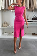 Karleedress Crewneck Sleeveless Slit Bodycon Midi Dress