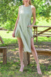 Sleeveless Side Buttons Seersucker Tunic and Pocketed Shorts Set