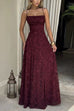 Karleedress Spaghetti Strap Backless Lace-up Jacquard Maxi Dress