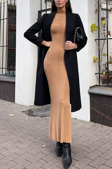 Karleedress Mockneck Long Sleeves Bodycon Knit Maxi Dress