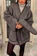 Karleedress Open Front Pocketed Splice Coat with Belt