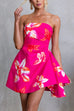 Strapless Floral Print A-line Mini Dress