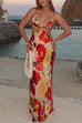 Karleedress V Neck Cut Out Floral Print Maxi Cami Dress