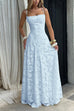 Karleedress Spaghetti Strap Backless Lace-up Jacquard Maxi Dress