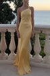 Karleedress One Shoulder Open Back Tie Knot Satin Maxi Dress