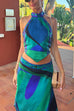 Karleedress Printed Halter Tie Knot Backless Top and Irregular Hem Maxi Skirt Set