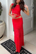 Karleedress Sleeveless Cut Out Lace Top and Maxi Bodycon Skirt Set