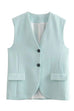 Karleedress V Neck Single Breasted Blazer Vest