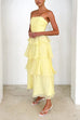 Karleedress Strapless Empire Waist Ruffle Layered Maxi Dress