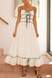 Karleedress Spaghetti Strap Frill Trim Tie Bow Maxi Dress