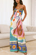 Karleedress Knot Front Cut Out Pocketed Wide Leg Printed Cami Jumpsuit