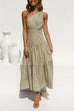 (4 Colors)Karleedress One Shoulder High Waist Tiered Maxi Dress
