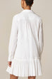 Long Sleeves Button Up Pleated Hem Mini Shirt Dress