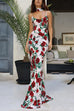 Karleedress Spaghetti Strap Open Back Floral Print Maxi Dress