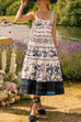 Tie Knot Strappy Tiered Floral Print Midi Dress
