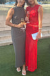 Karleedress Sleeveless Cut Out Lace Top and Maxi Bodycon Skirt Set