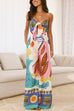 Karleedress Knot Front Cut Out Pocketed Wide Leg Printed Cami Jumpsuit