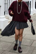 Karleedress Casual Solid Crewneck Pullover Sweater