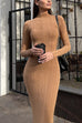 Karleedress Mockneck Long Sleeves Bodycon Knit Maxi Dress