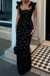 Karleedress Bow Shoulder Lace Hollow Out Bodycon Maxi Cami Dress